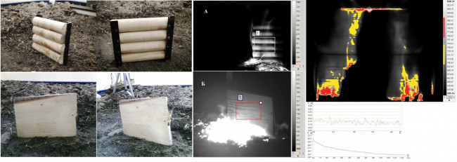 Экспериментальные исследования пожарной опасности древесных строительных материалов и огнезащитных составов в результате воздействия модельных источников зажигания